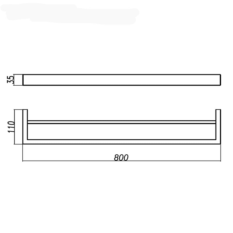 Norico Cavallo 600/800Mm Square Chrome Double Towel Rail Stainless Steel 304 Bathroom Products