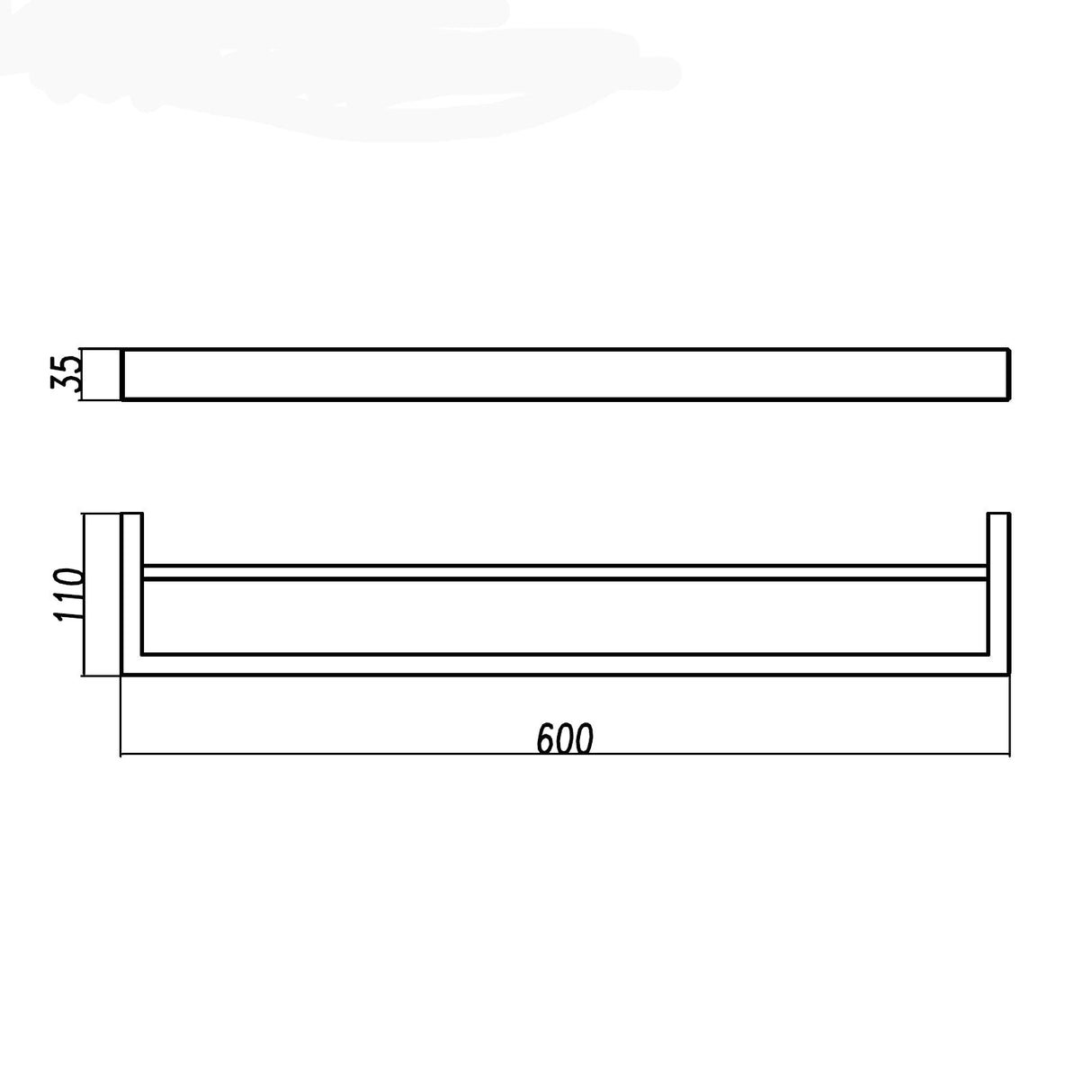 Norico Cavallo 600/800Mm Square Chrome Double Towel Rail Stainless Steel 304 Bathroom Products