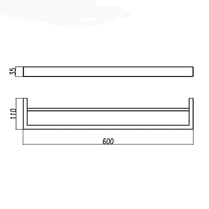 Norico Cavallo 600/800Mm Square Brushed Nickel Double Towel Rail Stainless Steel 304 Bathroom