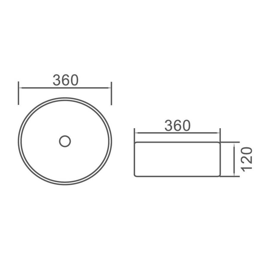 360X360X120Mm Aulic Dove Round Gloss White With Black Edge Above Counter Wash Basin Ceramic Basins