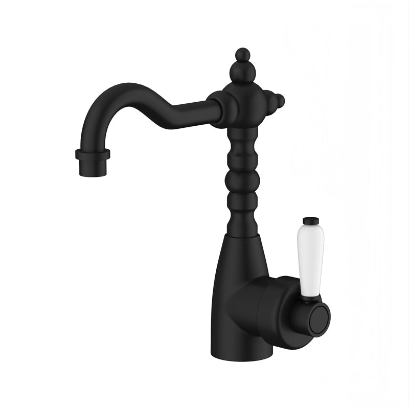 Fienza Eleanor Shepherds Crook Basin Mixer Matt Black / Short Mixers