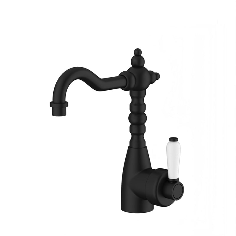 Fienza Eleanor Shepherds Crook Basin Mixer Matt Black / Short Mixers