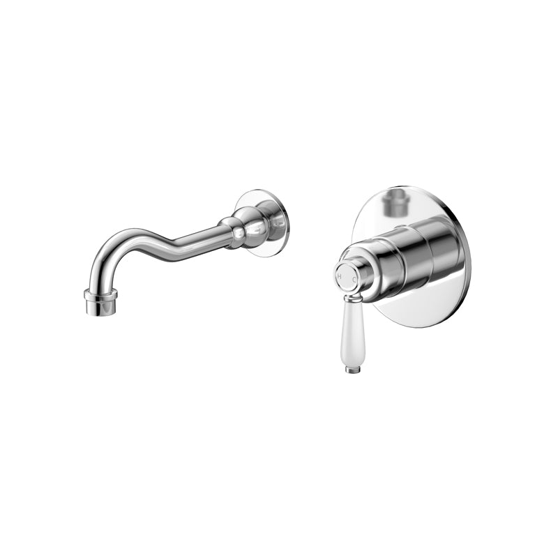 Fienza Eleanor Wall Basin/Bath Mixer Set Chrome / Ceramic Bath/Basin Tap Sets