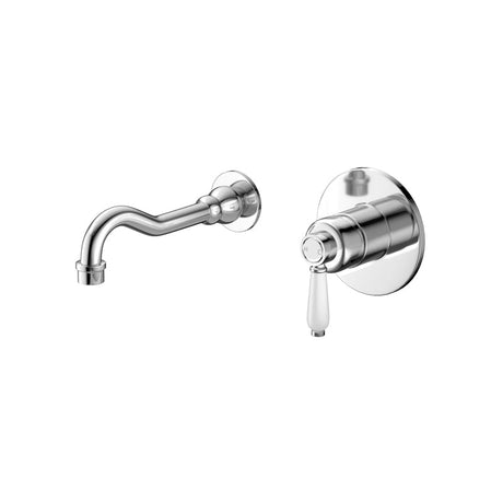 Fienza Eleanor Wall Basin/Bath Mixer Set Chrome / Ceramic Bath/Basin Tap Sets