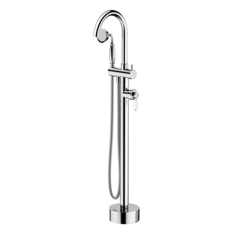 Fienza Eleanor Floor Mixer & Shower Chrome / Ceramic Round Mounted Bath Mixers