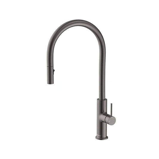 M#1(Gunmetal Grey) Fienza Kaya Gunmetal Grey Brass 360 Swivel Pull Out Kitchen Sink Mixer Tap Mixers