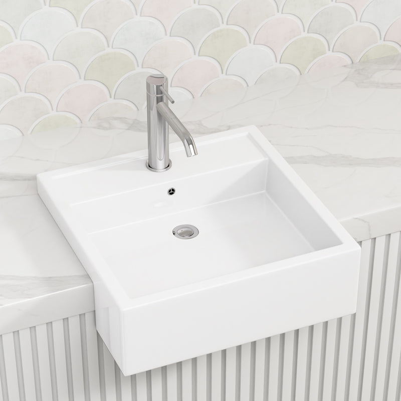 460X460X150Mm Rak Nova Semi-Recessed Ceramic Basin 1 Or 3 Tap Holes Available Semi-Recessed Basins