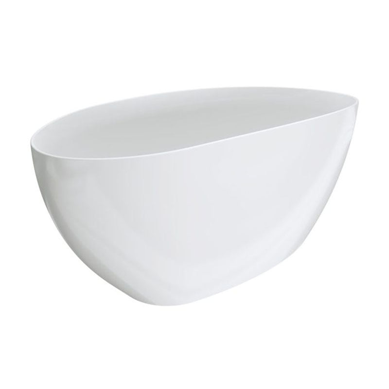 Fienza Dayo 1500Mm Gloss White Freestanding Acrylic Bathtub Asymmetrical Shape No Overflow Concrete