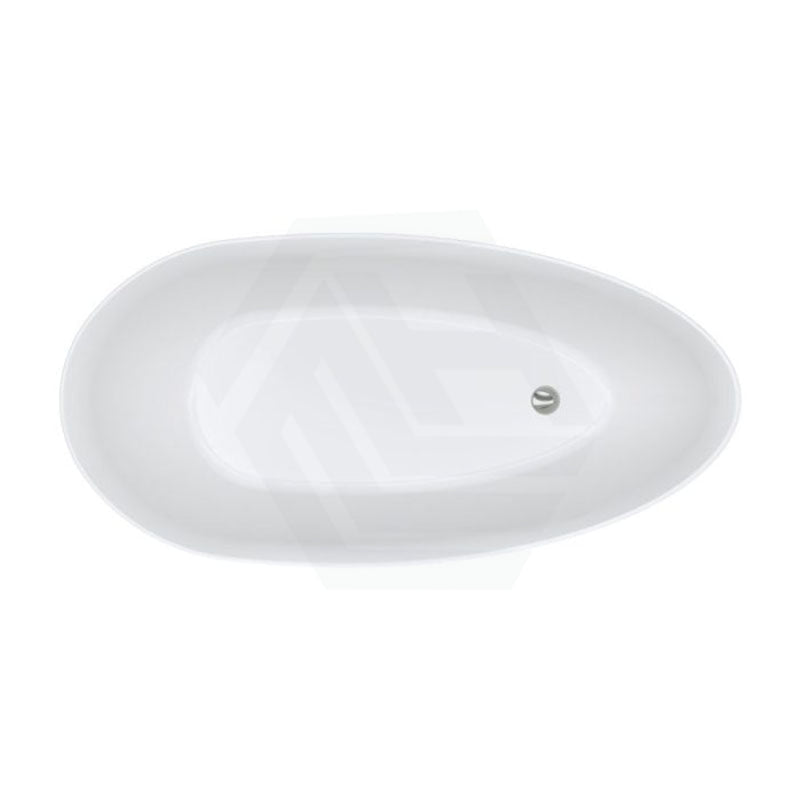 Fienza Dayo 1500Mm Gloss White Freestanding Acrylic Bathtub Asymmetrical Shape No Overflow Concrete