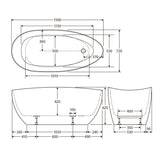 Fienza Dayo 1500Mm Gloss White Freestanding Acrylic Bathtub Asymmetrical Shape No Overflow Concrete