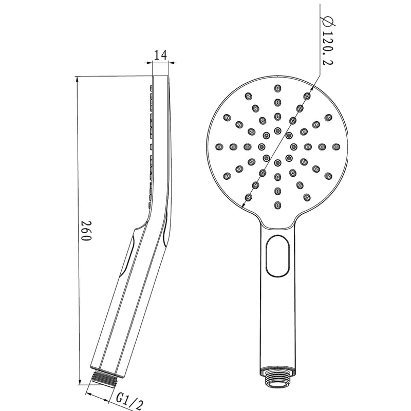 Round Black Abs 3 Function Handheld Shower Only Bathroom Products