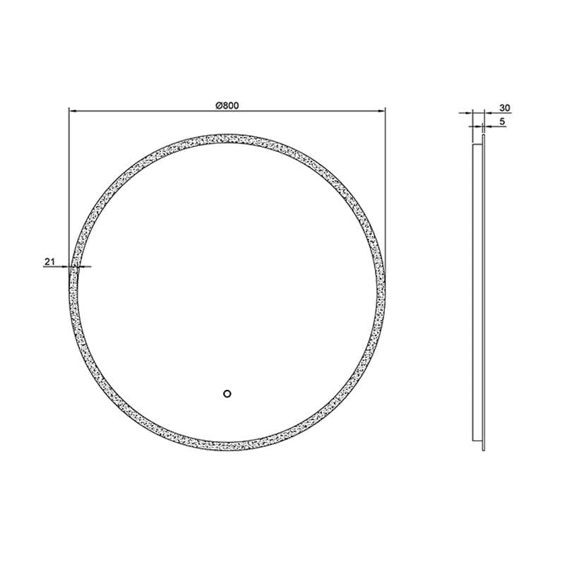 600/800mm Hamilton Led Mirror Black Framed Round Front Light