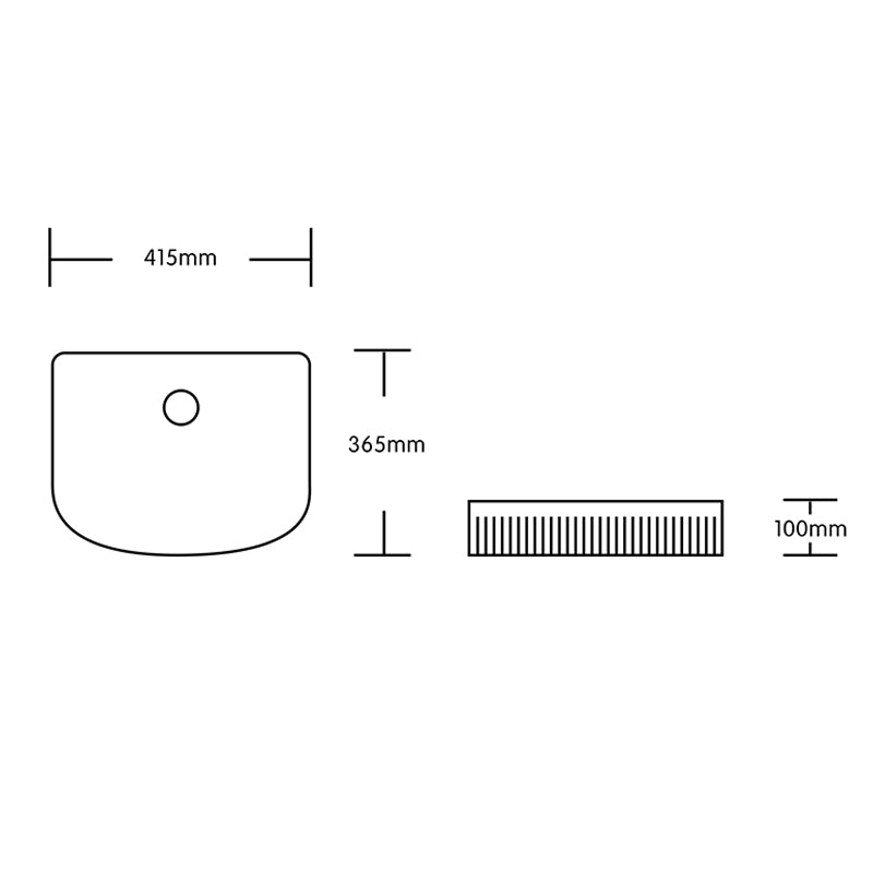 415X365X100Mm Above Counter Ceramic Basin D-Shape Gloss White For Bathroom Special Shape Basins