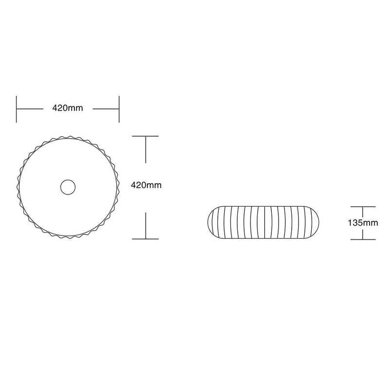 420X420X135Mm Round Above Counter Ceramic Basin Gloss White Basins