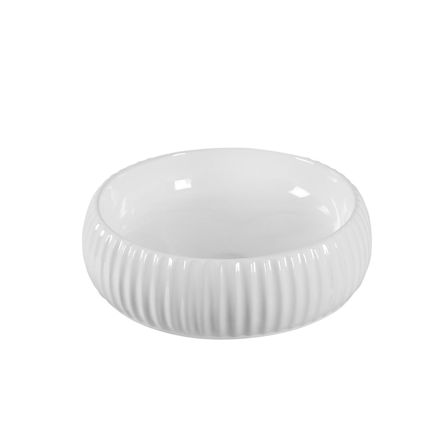 420X420X135Mm Round Above Counter Ceramic Basin Gloss White Basins