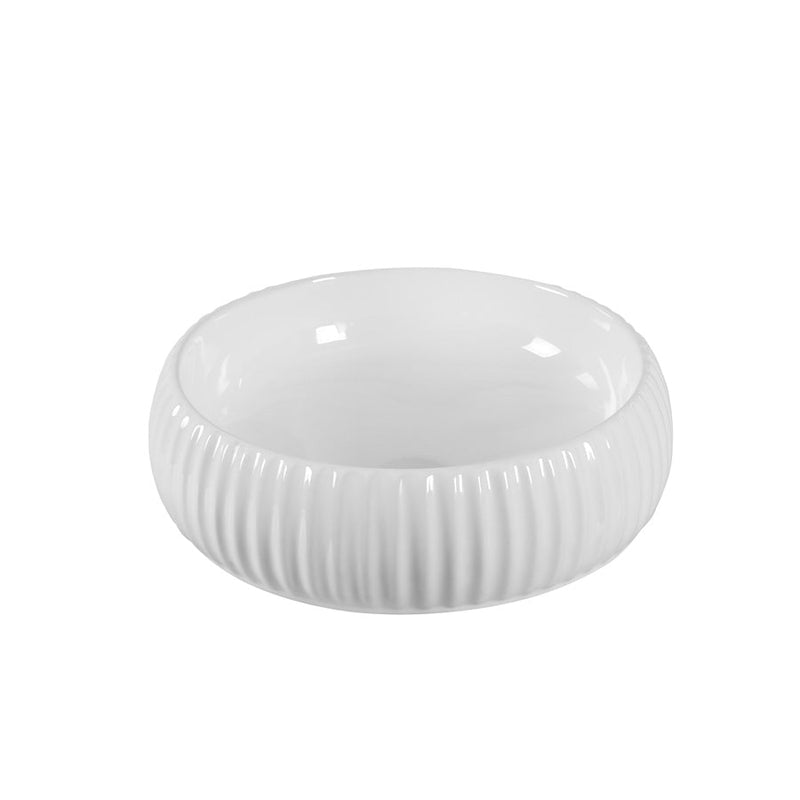 420X420X135Mm Round Above Counter Ceramic Basin Gloss White Basins