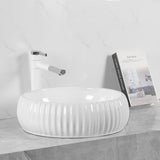 420X420X135Mm Round Above Counter Ceramic Basin Gloss White Basins