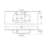 Fienza Joli 1200Mm Ceramic Full Depth Basin-Top Matt White 1 Or 3 Tap Holes Available Vanity Tops