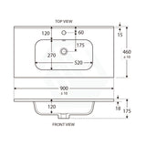 Fienza Joli 900Mm Ceramic Full Depth Basin-Top Gloss White 1 Or 3 Tap Holes Available Vanity Tops