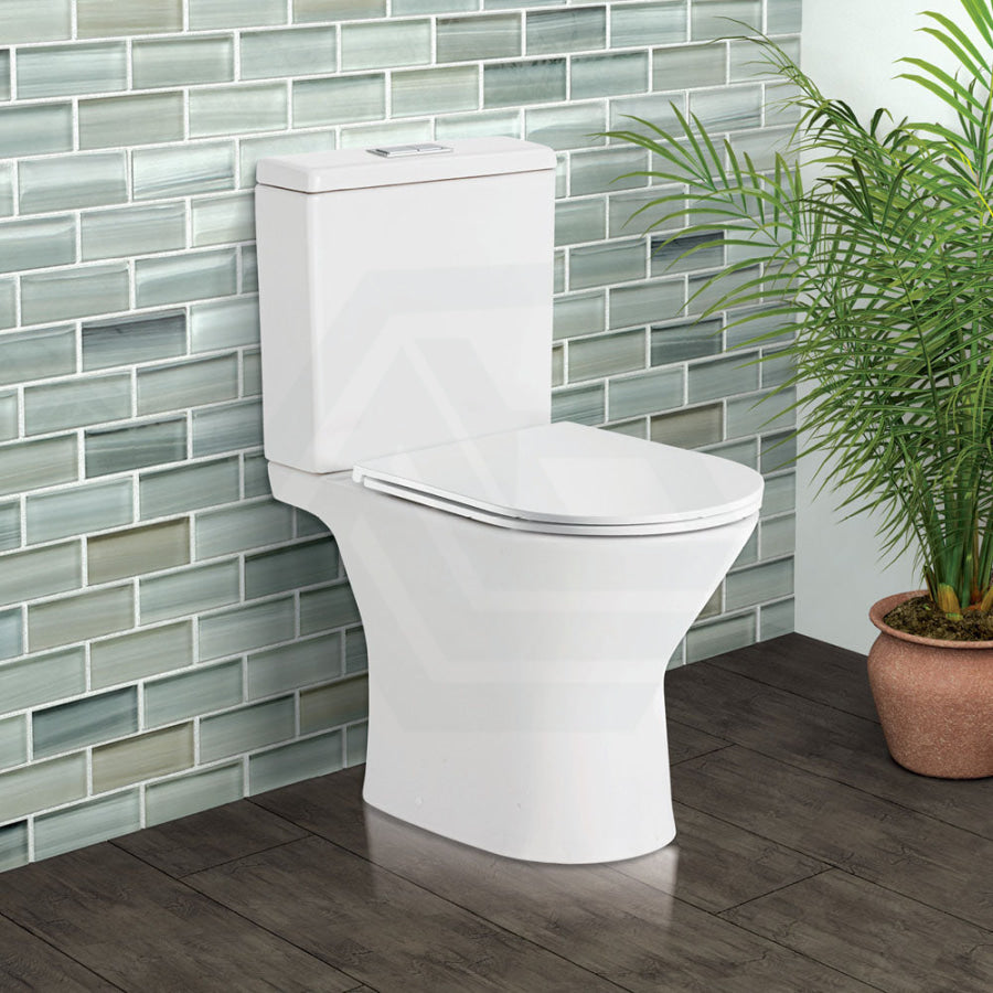 635X375X785Mm Fienza Chica Gloss White Close-Coupled Toilet Suite With Slim Seat Rimless Suites