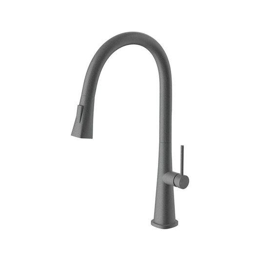 Granite Grey Round Kitchen Sink Mixer Tap 360 Swivel And Pull Out For Mixers