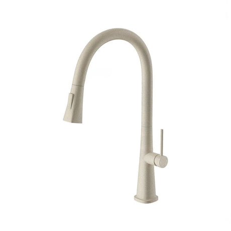 Granite Beige Round Kitchen Sink Mixer Tap 360 Swivel And Pull Out For Mixers