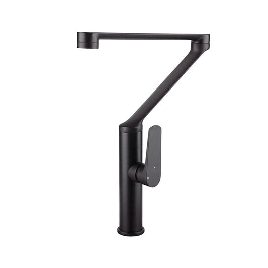 Matt Black Brass Kitchen Mixer Tap 360 Swivel Spout & Body 90 Lever Handle Standard Sink Mixers