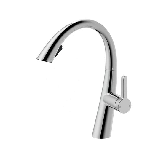 Chrome Round Pull Out Kitchen Mixer Tap 360 Swivel Brass Sink Mixers