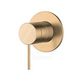 Kohler Components Brushed Brass Round Plate Shower/Bath Mixer Thin Trim Kit Only - Pin Lever Handle