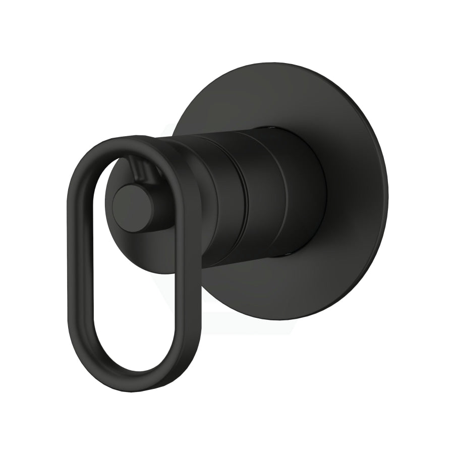 Kohler Components Matt Black Round Plate Shower/Bath Mixer Thin Trim Kit Only - Industrial Handle