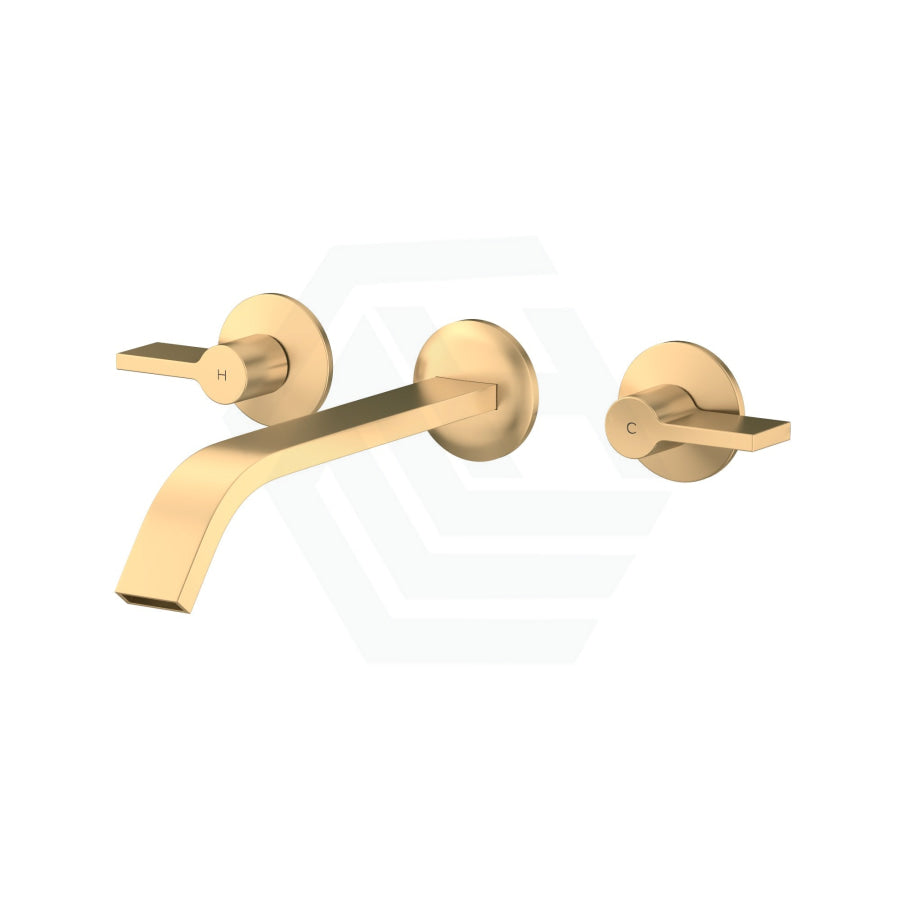 G#1(Gold) Kohler Components™ Brushed Brass Wall Mount Lever Handles With Ribbon Basin Spout