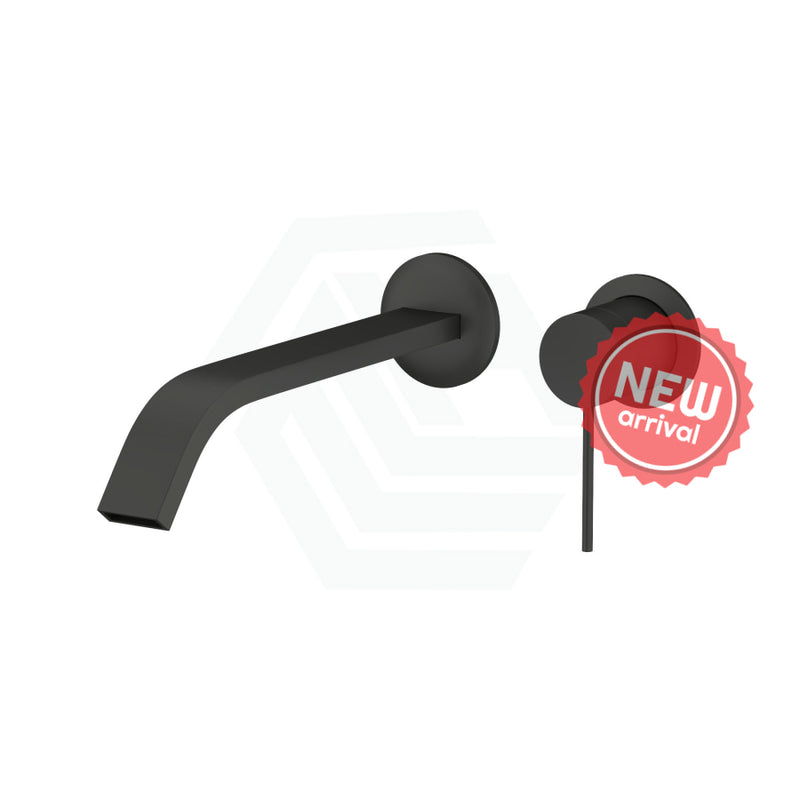 Kohler Components™ Matt Black Wall Mount Pin Lever Mixer With Ribbon Basin Spout Bath/Basin Tap Sets