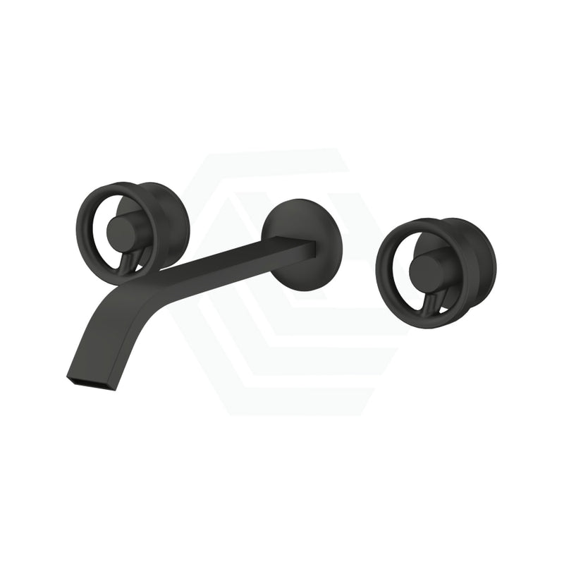 Kohler Components™ Matt Black Wall Mount Industrial Handles With Ribbon Basin Spout Bath/Basin