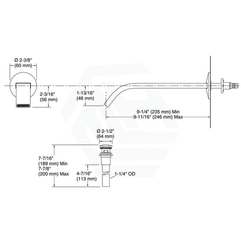 Kohler Components™ Chrome Square Wall Mounted Mixer With Spout Ribbon Design Bath/Basin Tap Sets