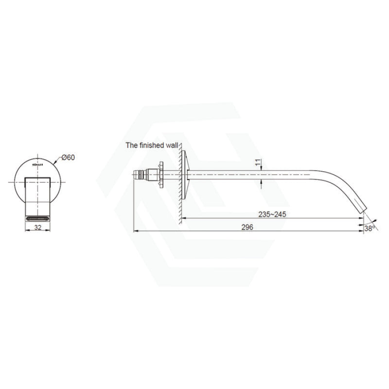 Kohler Components™ Brushed Nickel Wall Mount Pin Lever Mixer With Ribbon Basin Spout Bath/Basin