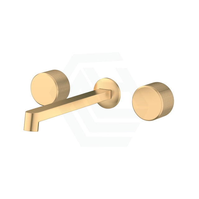 Kohler Components™ Brushed Brass Wall Mount Oyl Handles With Row Basin Spout Bath/Basin Tap Sets