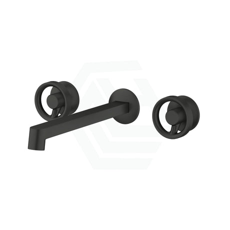 Kohler Components™ Matt Black Wall Mount Industrial Handles With Row Basin Spout Bath/Basin Tap Sets