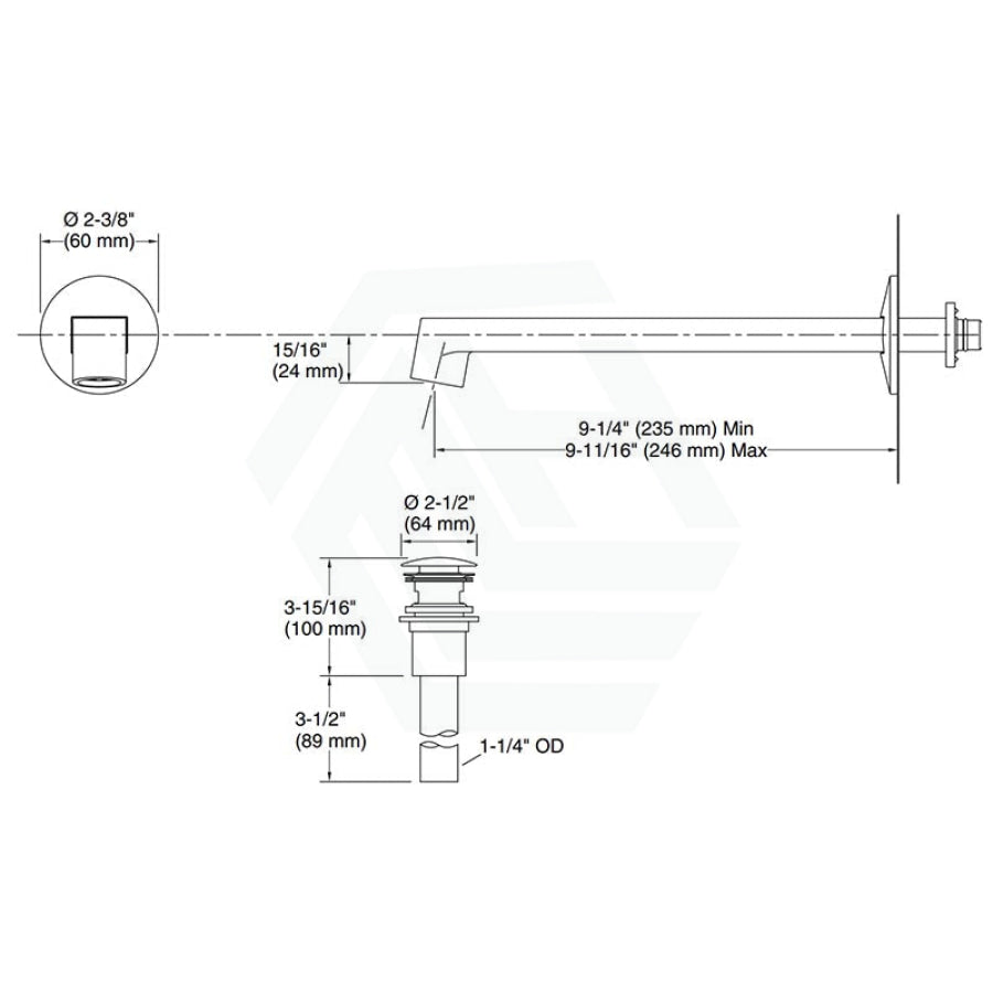 Kohler Components™ Chrome Round Wall Mounted Mixer With Spout Row Design Bath/Basin Tap Sets