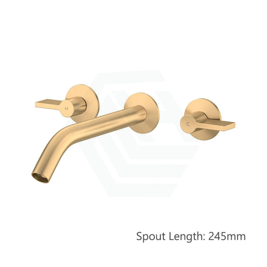 G#1(Gold) Kohler Components™ Brushed Brass Wall Mount Lever Handles With Tube Basin Spout 245Mm