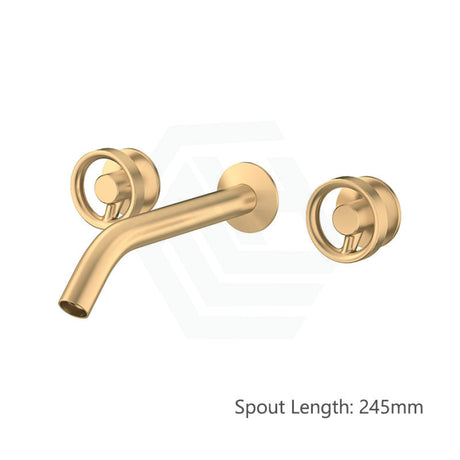 G#1(Gold) Kohler Components™ Brushed Brass Wall Mount Industrial Handles With Tube Basin Spout