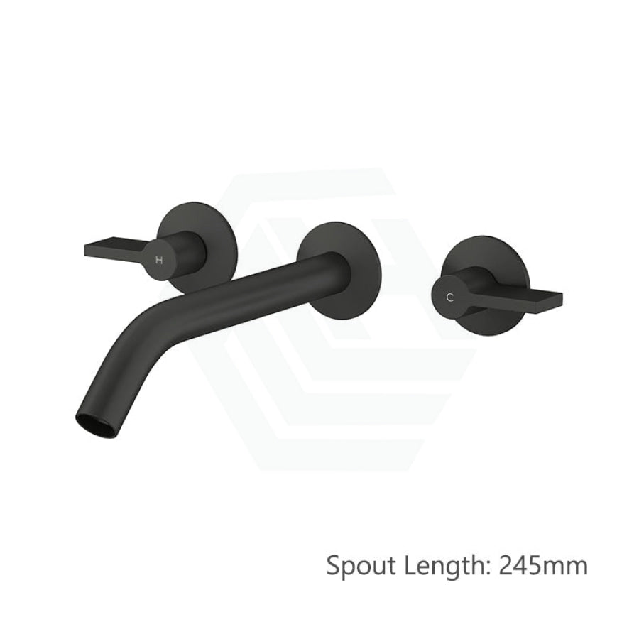 Kohler Components™ Matt Black Wall Mount Lever Handles With Tube Basin Spout 245Mm Bath/Basin Tap