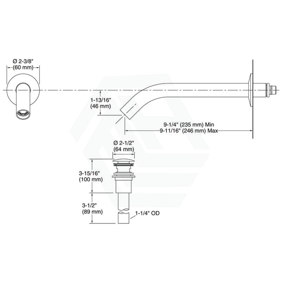 Kohler Components™ Chrome Round Wall Mounted Mixer With Spout Tube Design Bath/Basin Tap Sets