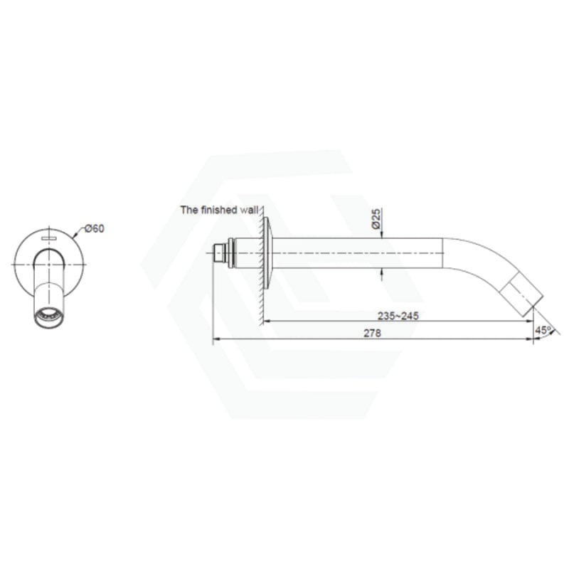 Kohler Components™ Brushed Nickel Wall Mount Pin Lever Mixer With Tube Basin Spout Bath/Basin Tap