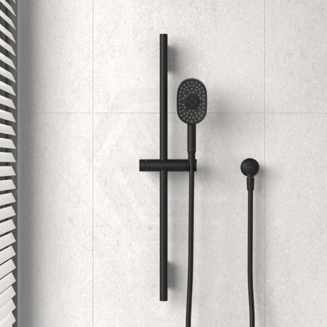 Kohler 816Mm Height Matt Black Round Three Function Hand Shower On Rail Oval With Handheld