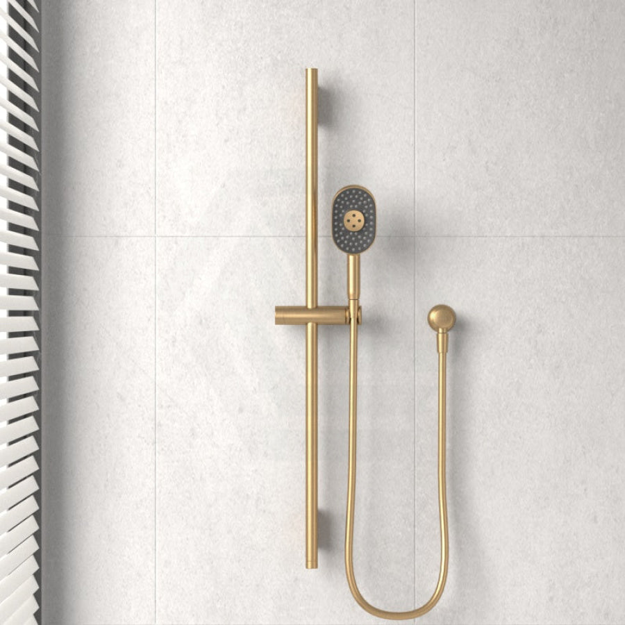 Kohler 1016Mm Height Brushed Brass Round Three Function Hand Shower On Rail With Handheld