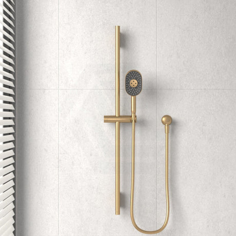 Kohler 1016Mm Height Brushed Brass Round Three Function Hand Shower On Rail With Handheld