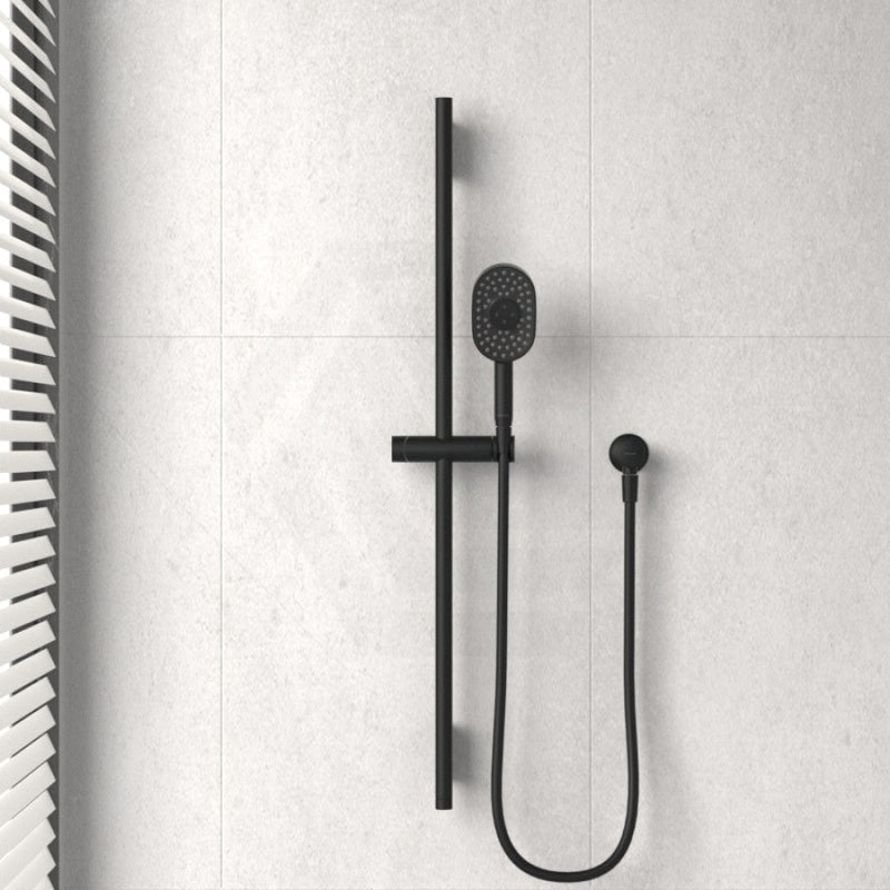 Kohler Matt Black Round Three Function Hand Shower On Rail Oval With Handheld