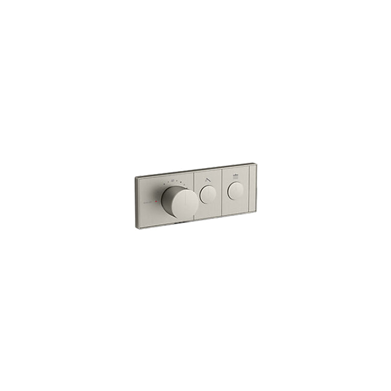 N#3(Nickel) Kohler Brushed Nickel ANTHEM Recessed Mechanical Thermostatic Control 2 Outlets Trim Plate