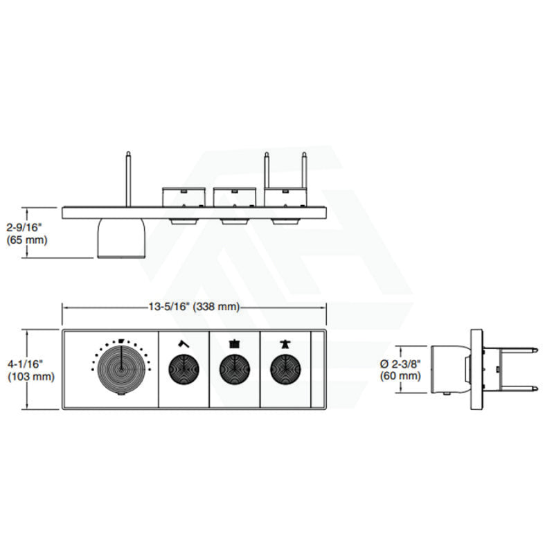 Kohler Moderne Brushed Brass Anthem Recessed Mechanical Thermostatic Control 3 Outlets Trim Plate