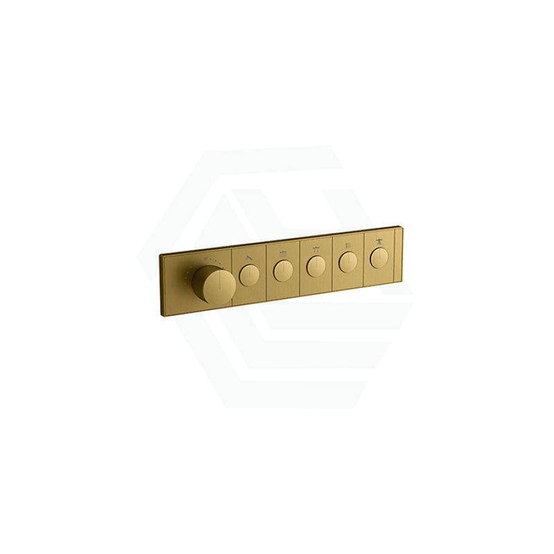 Kohler Moderne Brushed Brass Anthem Recessed Mechanical Thermostatic Control 5 Outlets Trim Plate